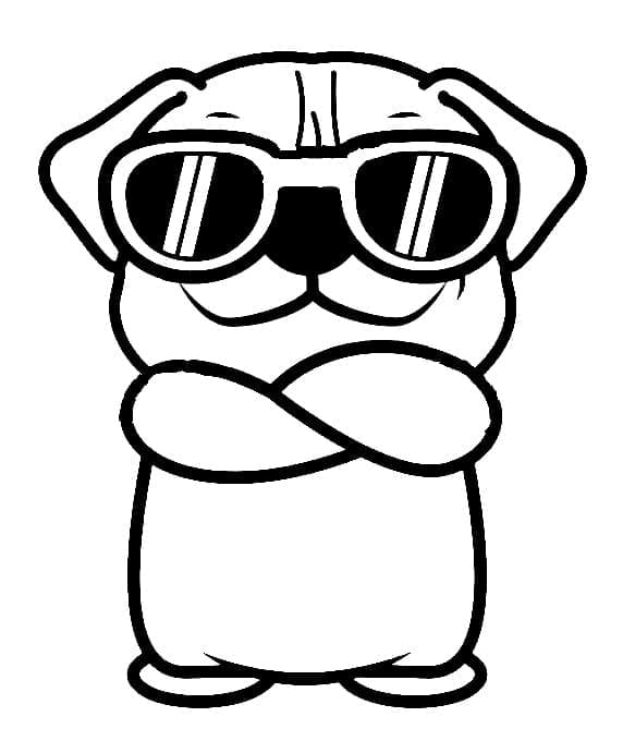 Desenho de Cachorro Pug Alegre para Colorir e Pintar