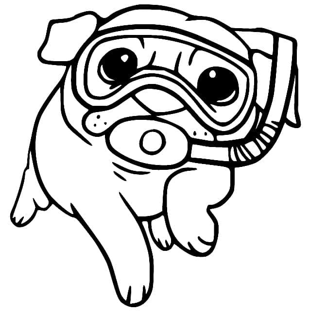 Desenho de Cachorro Pug Grátis para Crianças para Colorir e Pintar