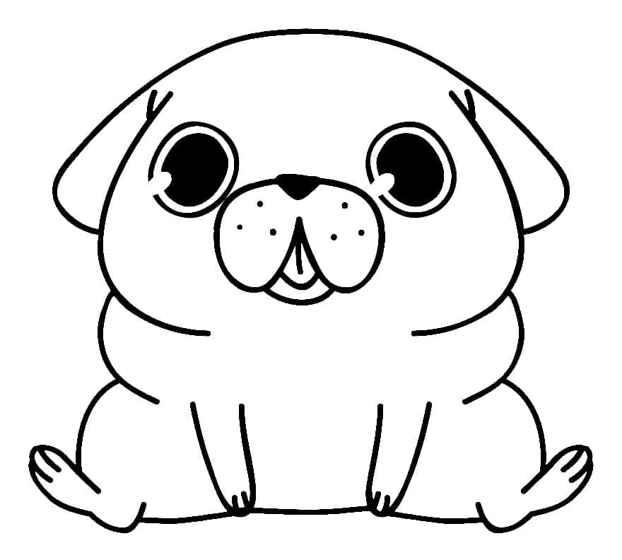 Desenho de Lindo Pug para Colorir e Pintar