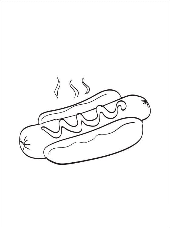 Desenho Cachorro Quente Delicioso para Colorear e Pintar