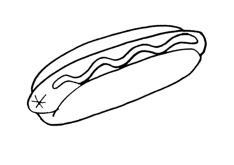 Desenho de Cachorro Quente Delicioso Infantil para Colorir e Imprimir e Pintar