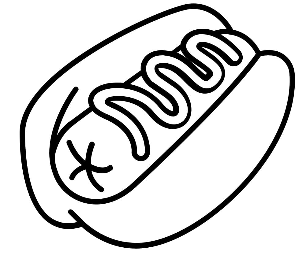 Desenho de Cachorro Quente Delicioso para Colorir e Imprimir Pdf e Pintar