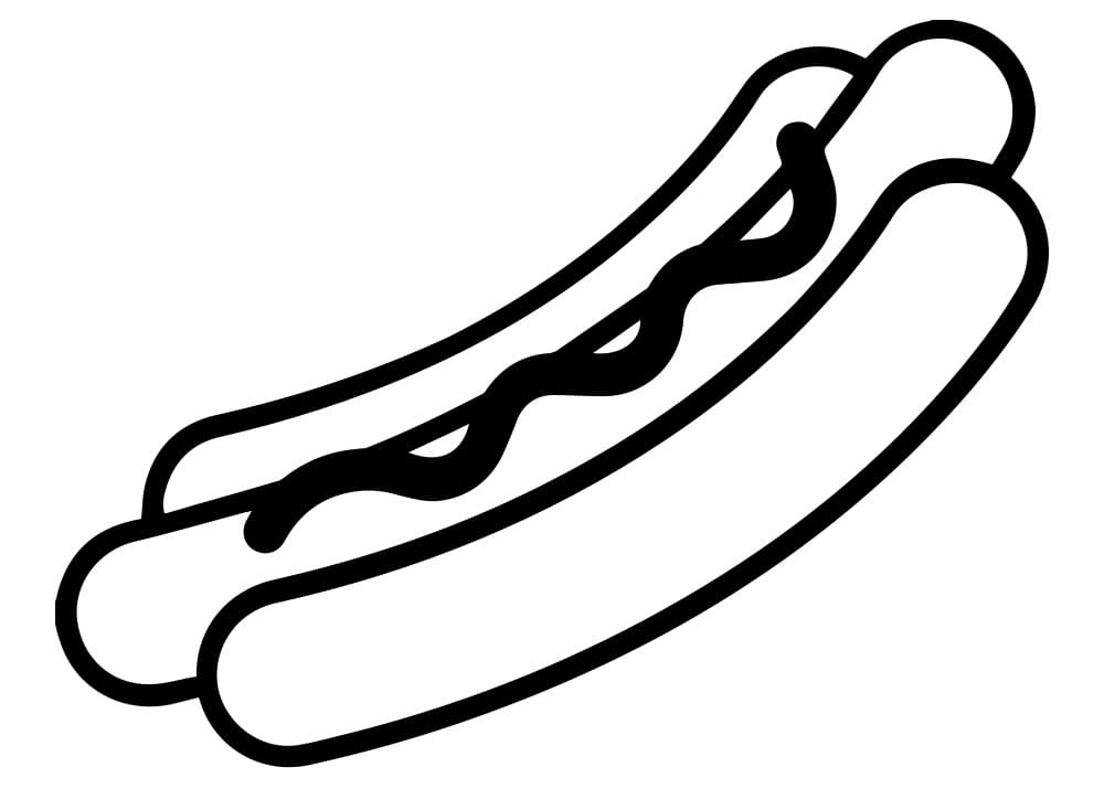 Desenho de Cachorro Quente Detalhado para Colorir e Imprimir e Pintar