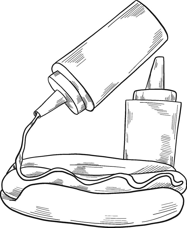 Desenho de Cachorro Quente para Colorir e Pintar com Tinta Guache