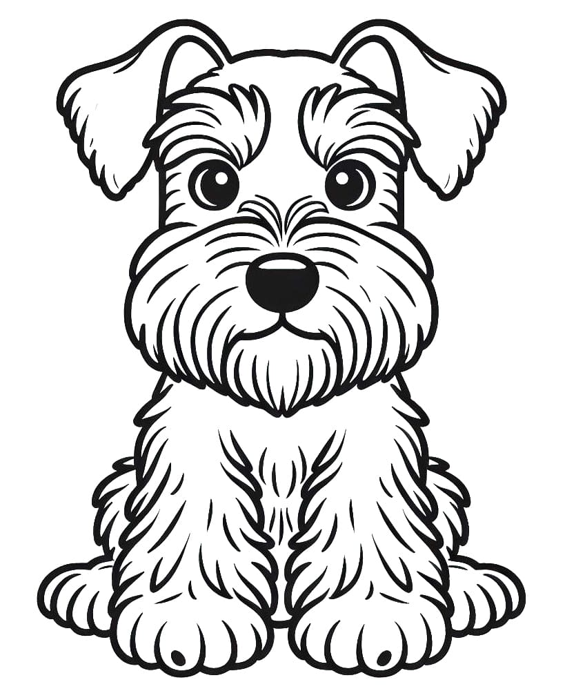 Desenho de Schnauzer Adorável para Colorir e Pintar