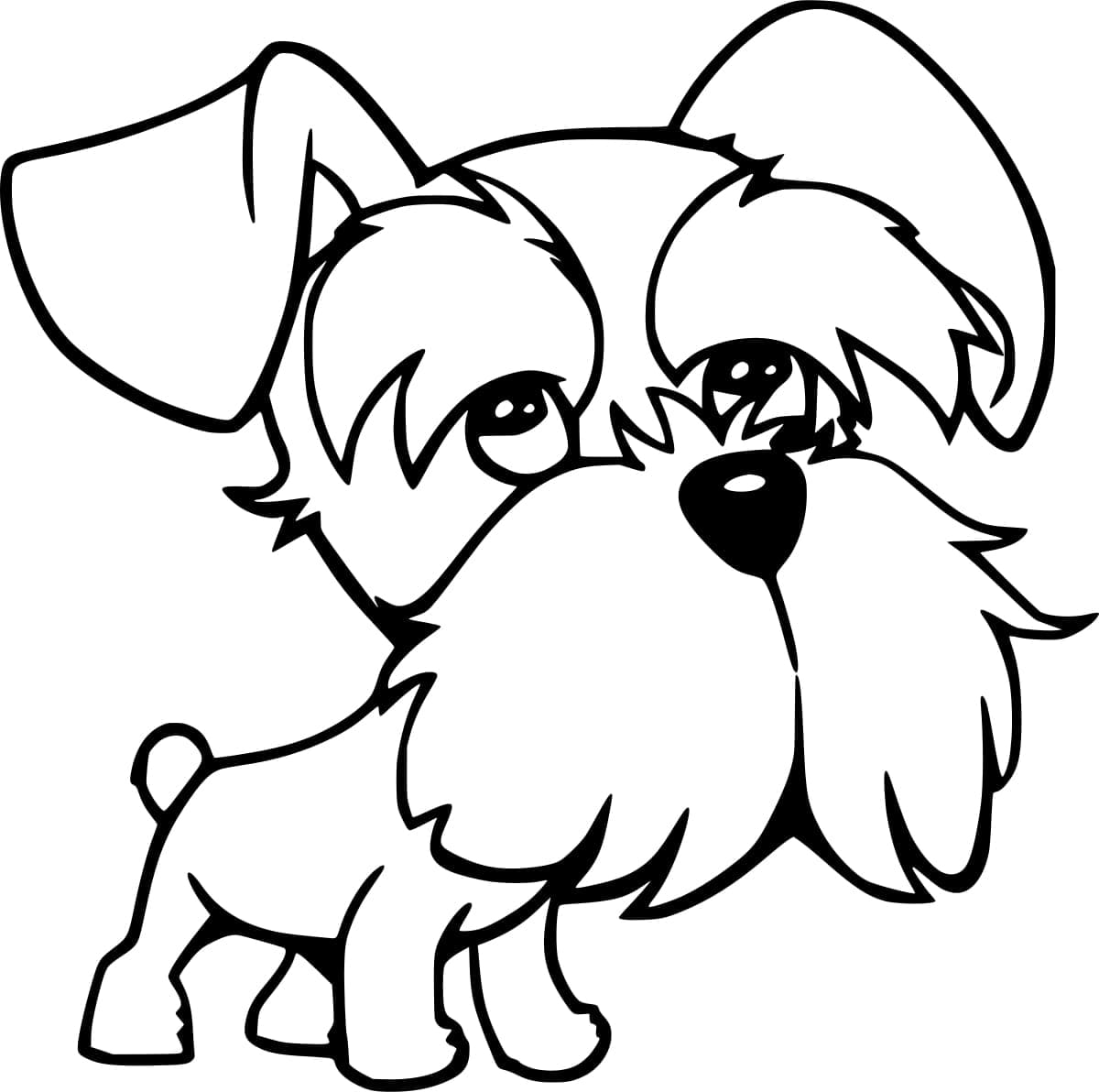 Desenho de Schnauzer Fofo para Colorir e Pintar