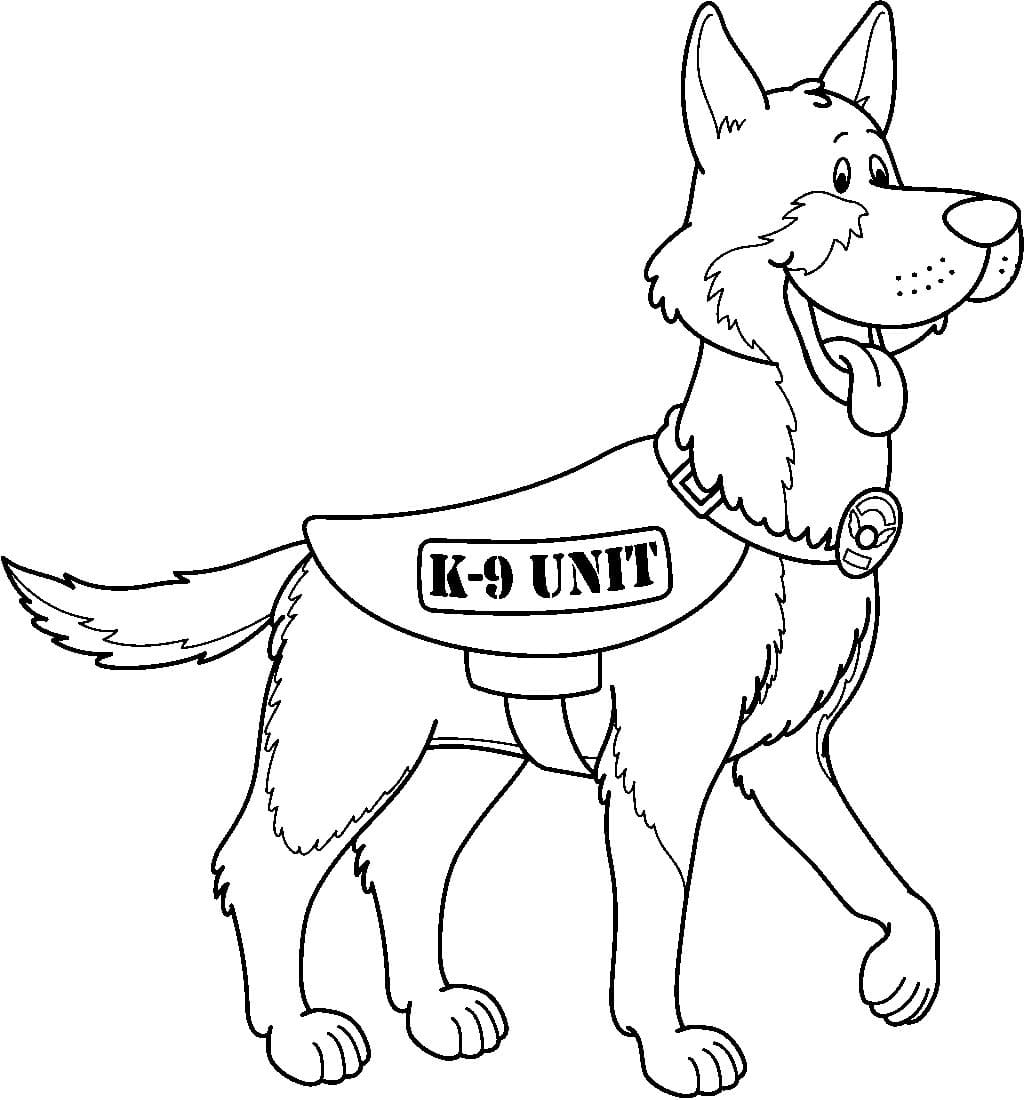 Desenho Cachorro Policial para Colorir e Pintar