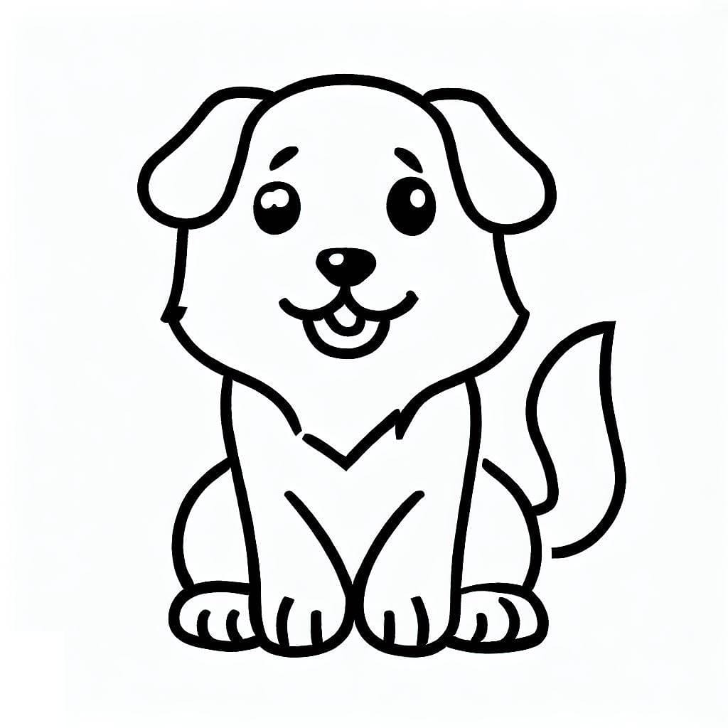 Desenho de Bom Cachorro Muito Fácil para Colorir e Pintar