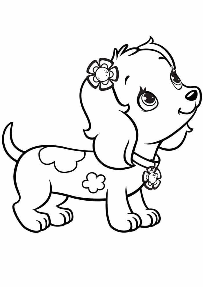 Desenho de Cachorrinha para Colorir e Pintar