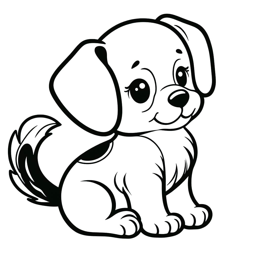 Desenho de Cachorrinho Adorável para Colorir e Pintar