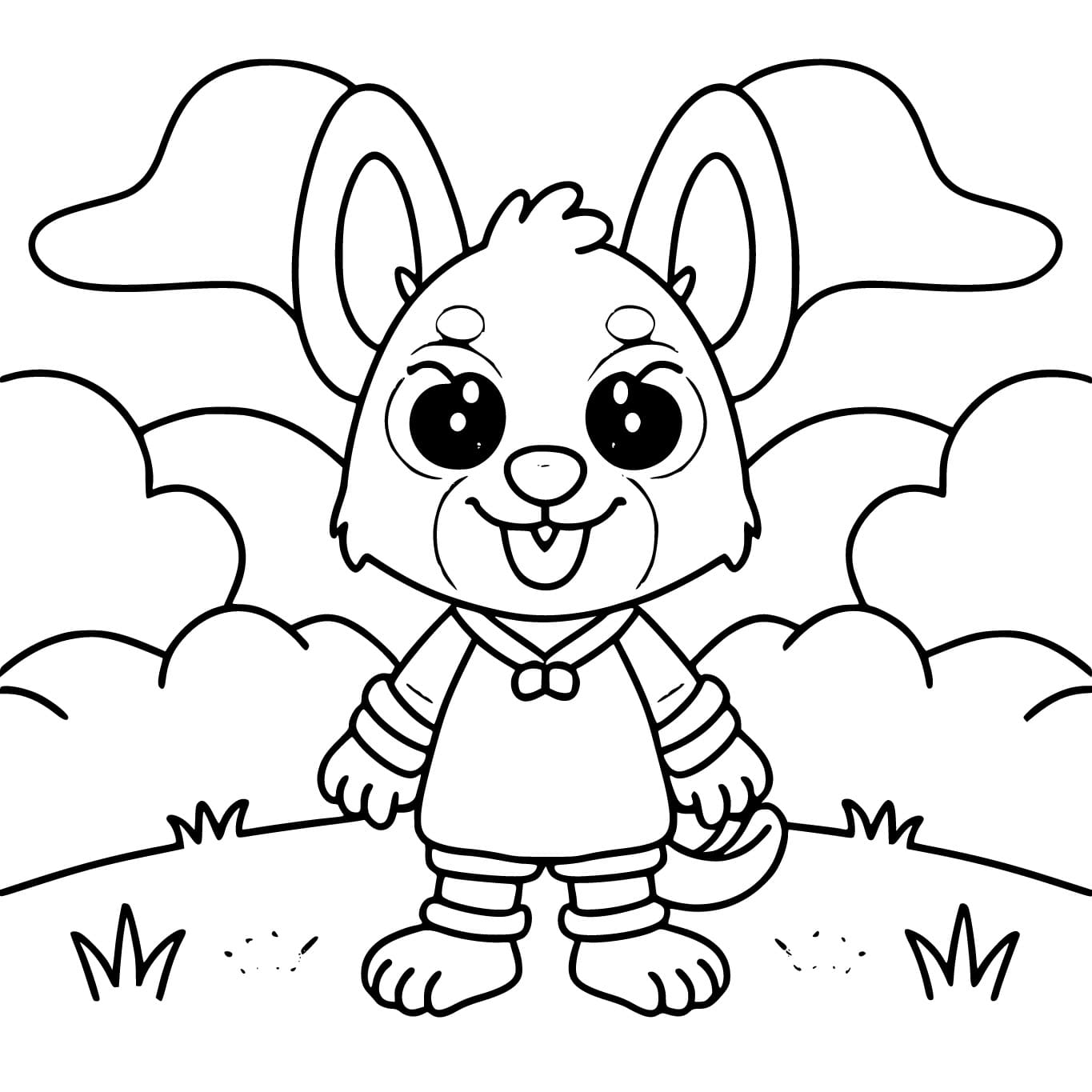 Desenho de Cachorro Animado para Colorir e Pintar