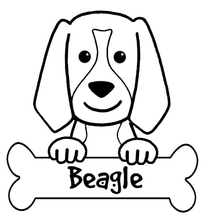 Desenho de Cachorro Beagle Fofo para Colorir e Pintar