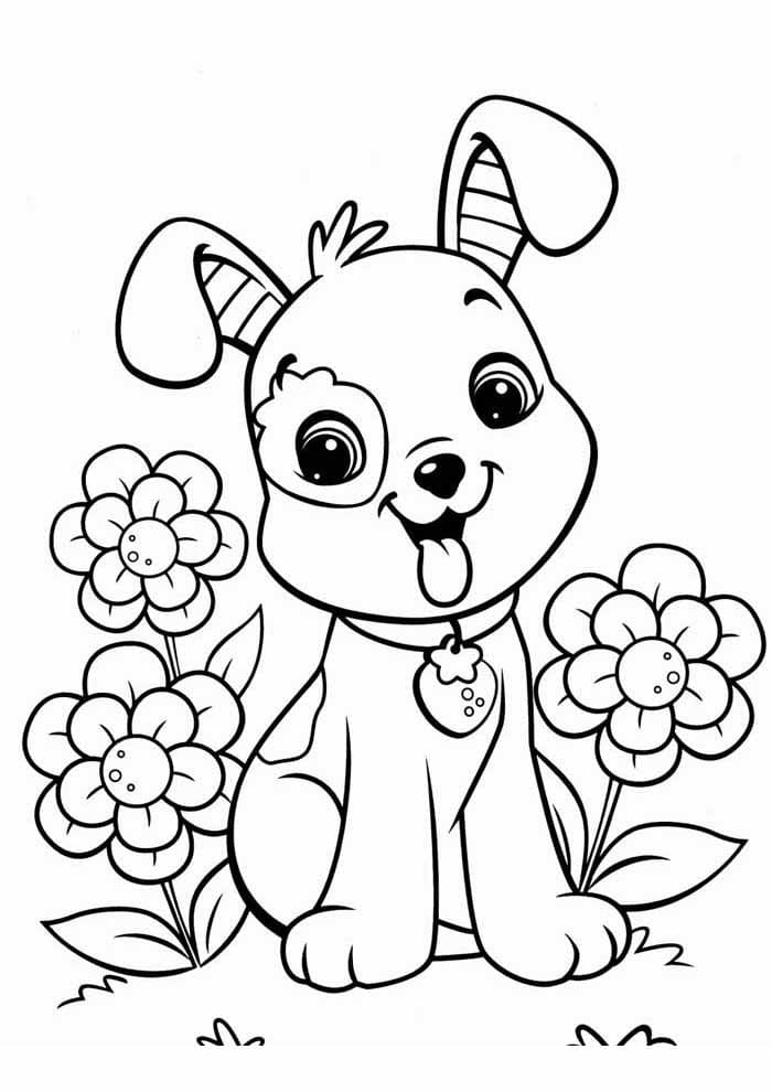 Desenho de Cachorro de Desenho Animado para Colorir e Pintar