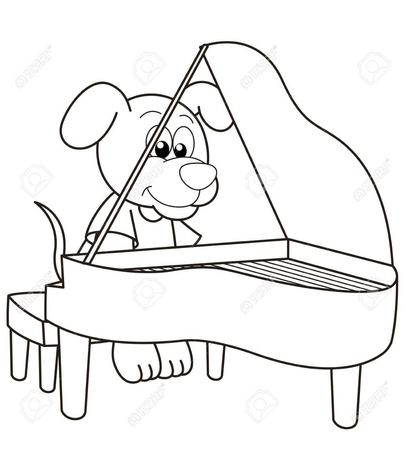 Desenho de Cachorro de Pianista para Colorir e Imprimir e Pintar