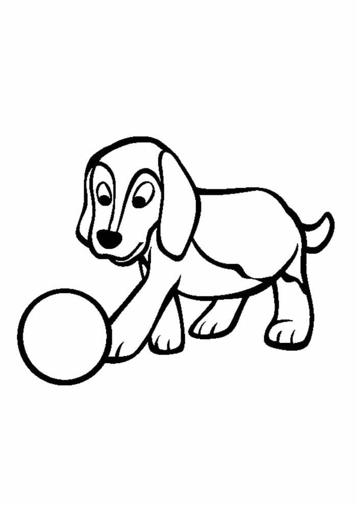 Desenho de Cachorro e Bola para Colorir e Pintar