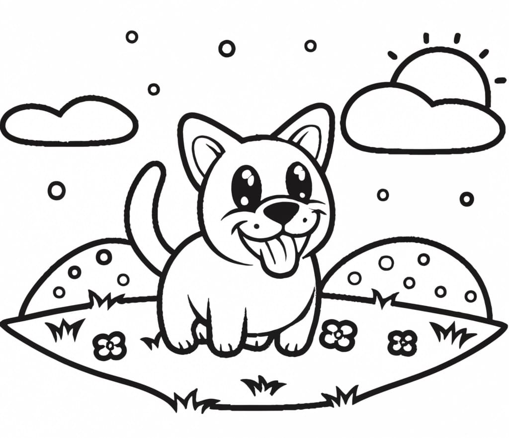 Desenho de Cachorro e Fofo para Colorir e Pintar