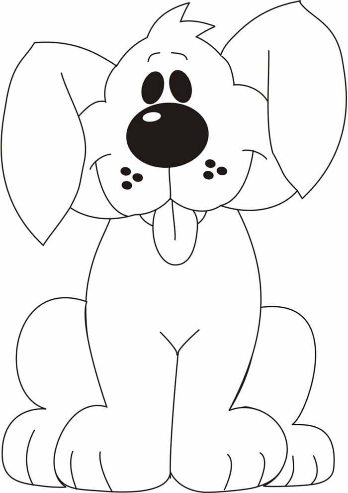 Desenho de Cachorro Feliz para Colorir e Pintar