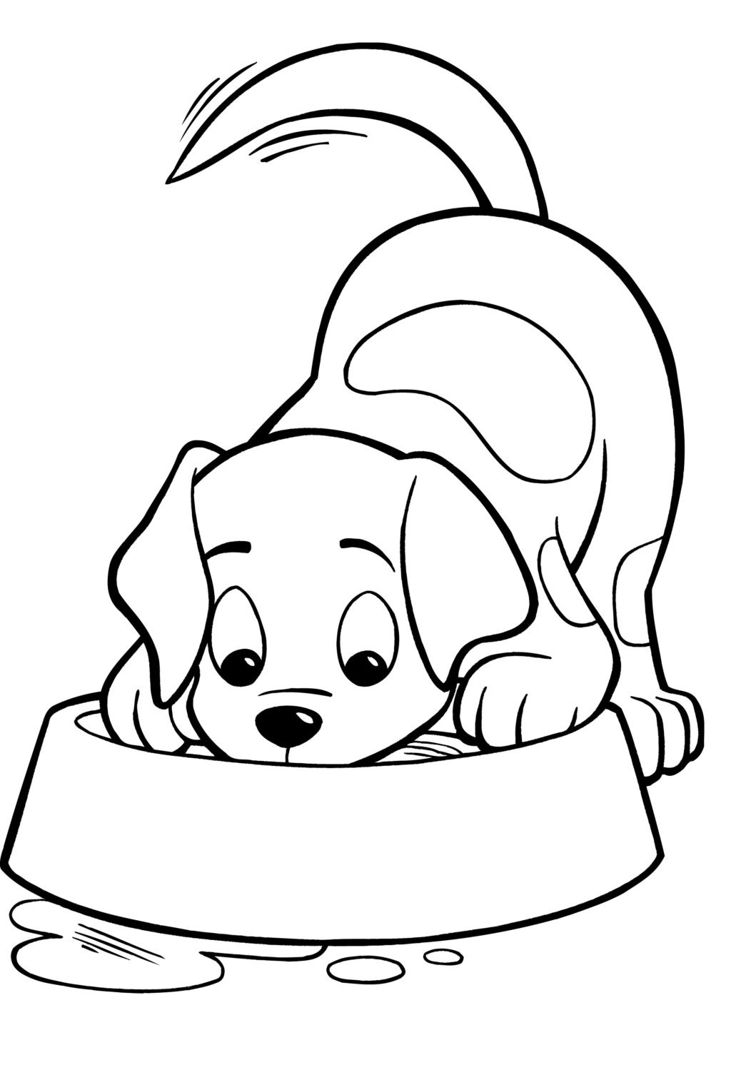 Desenho de Cachorro Fofo Sê Alimentando para Colorir Grátis e Pintar