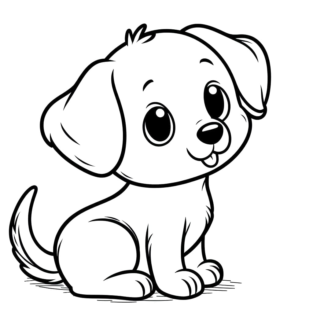 Desenho de Cachorro Grátis para Crianças para Colorir e Pintar