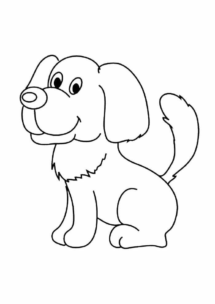 Desenho de Cachorro Sorrindo para Colorir e Pintar