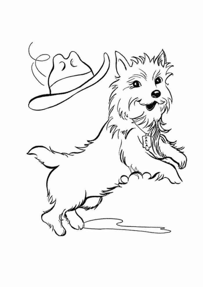 Desenho de Cão Alegre para Colorir e Pintar