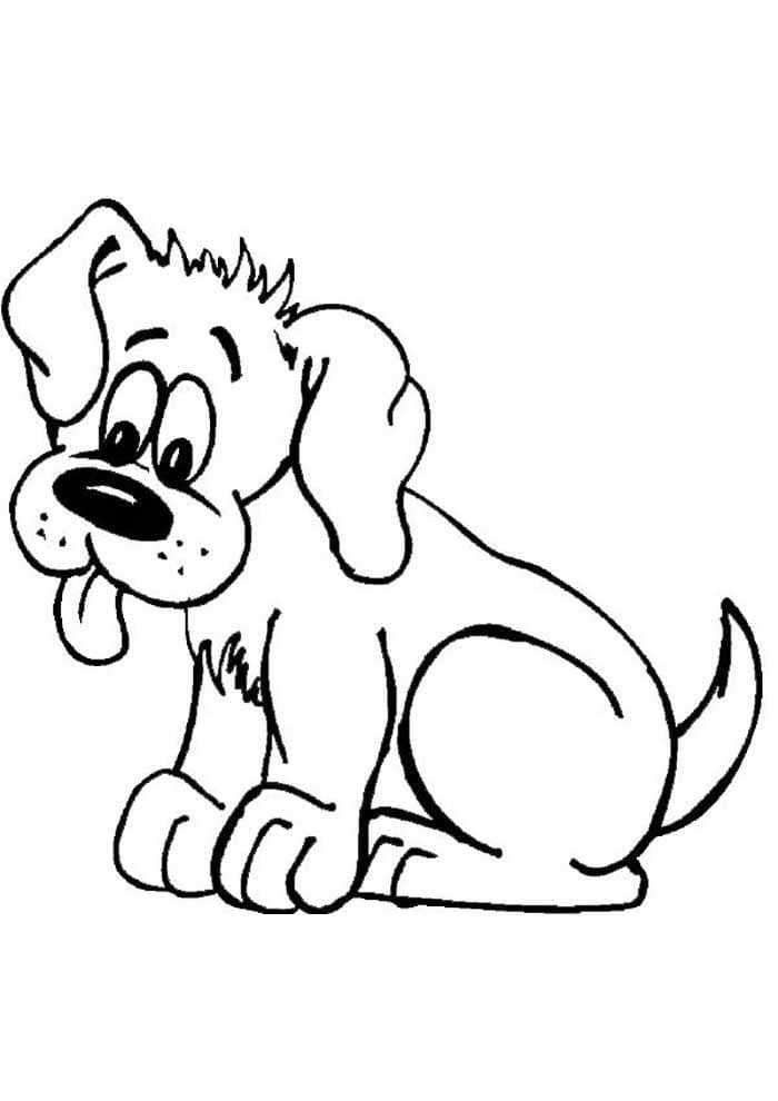 Desenho de Cão Curioso para Colorir e Pintar