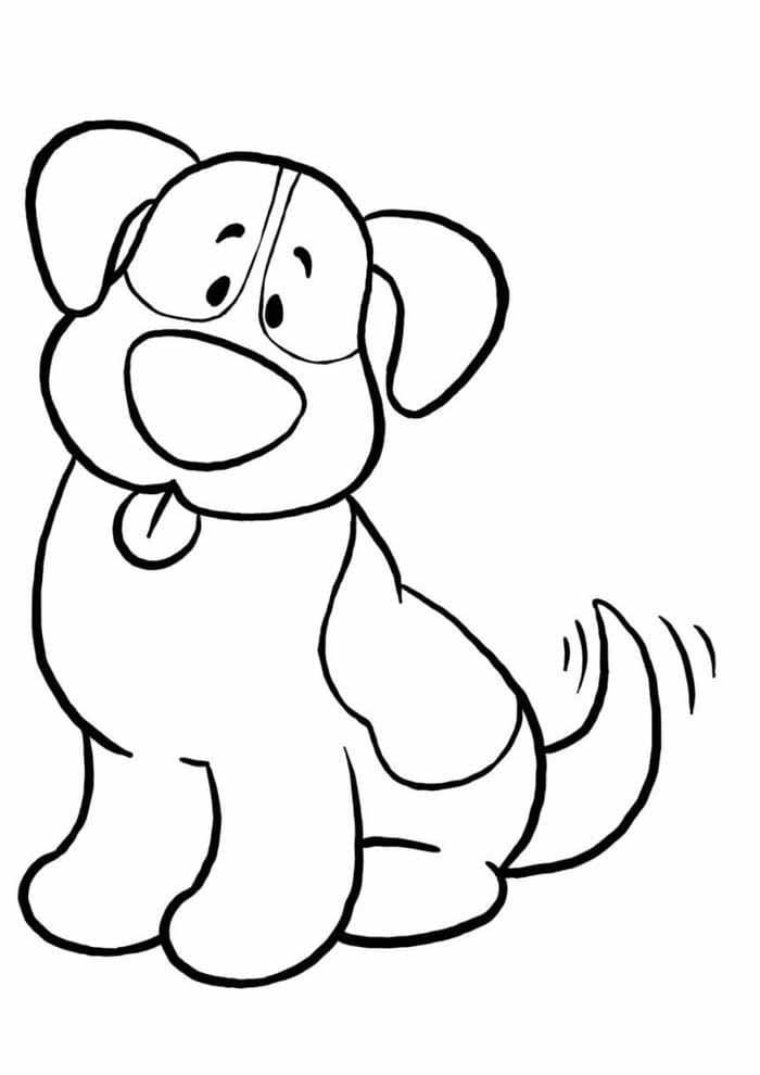 Desenho de um Cachorro Feliz para Colorir e Pintar