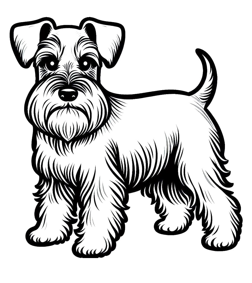Desenho de um Cachorro Schnauzer para Colorir e Pintar