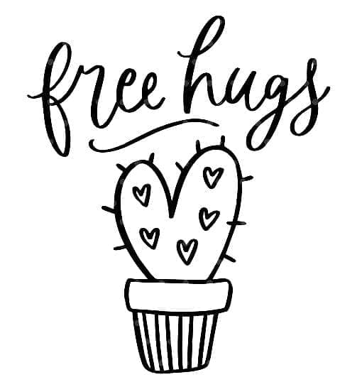 Desenho de Cacto Coração para Colorir e Pintar