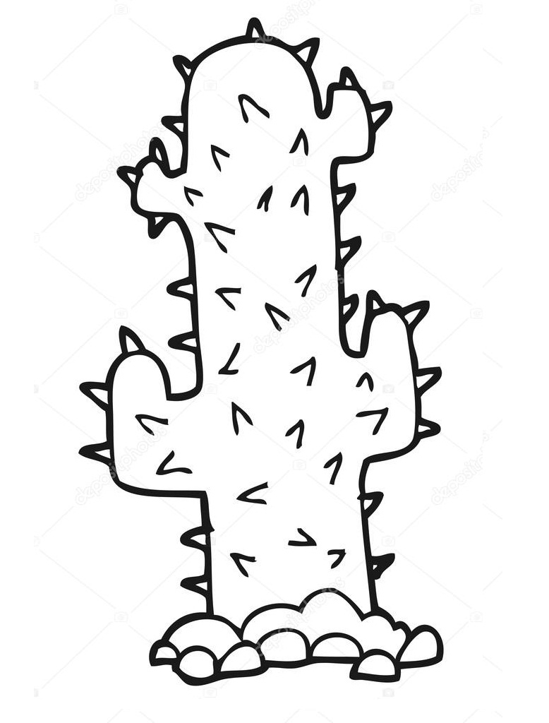 Desenho de Cacto Rústico para Colorir Grátis e Pintar
