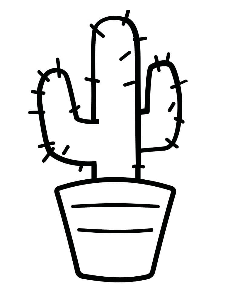 Desenho de Cacto Simples para Pintar