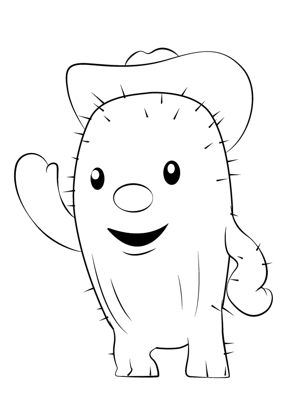 Desenho de Cacto Xerife para Colorir e Pintar