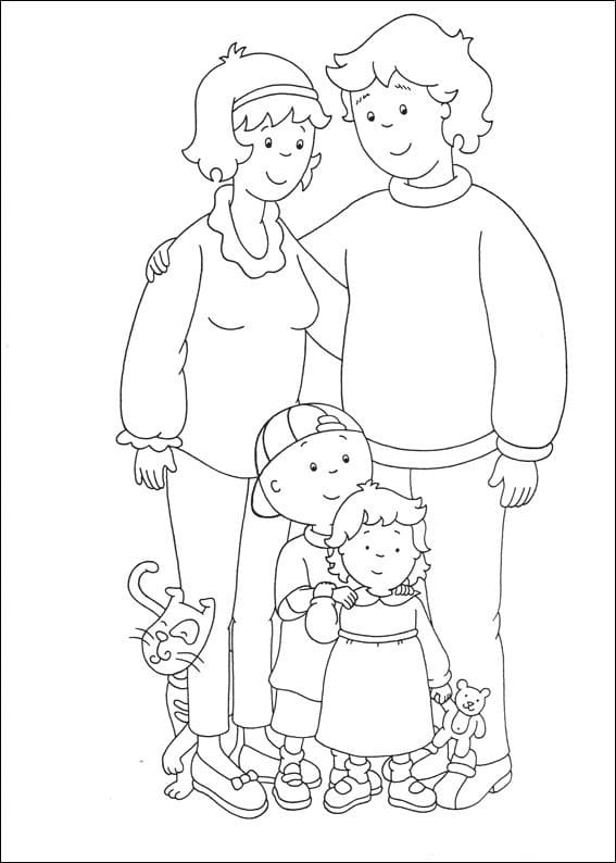 Desenho Família de Caillou para Colorir e Pintar