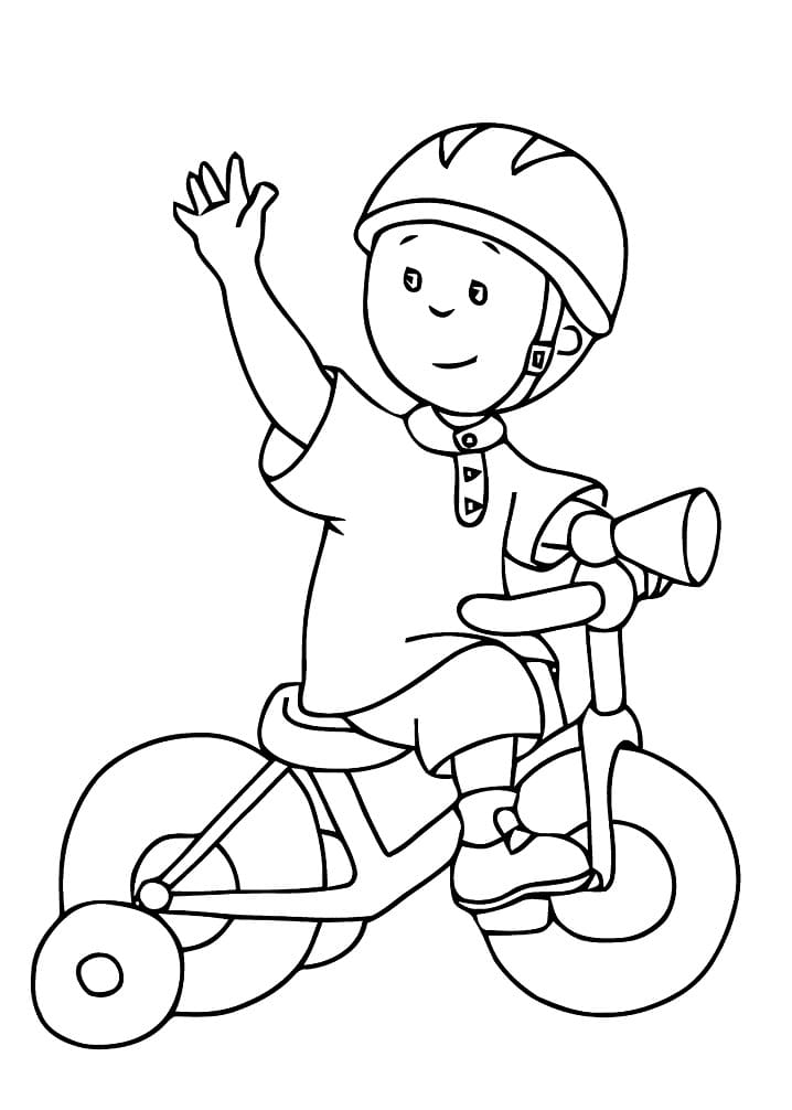 Desenho de Caillou Andando de Bicicleta para Colorir e Pintar