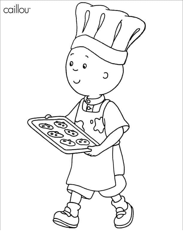 Desenho de Caillou Cozinheiro para Colorir Grátis e Pintar