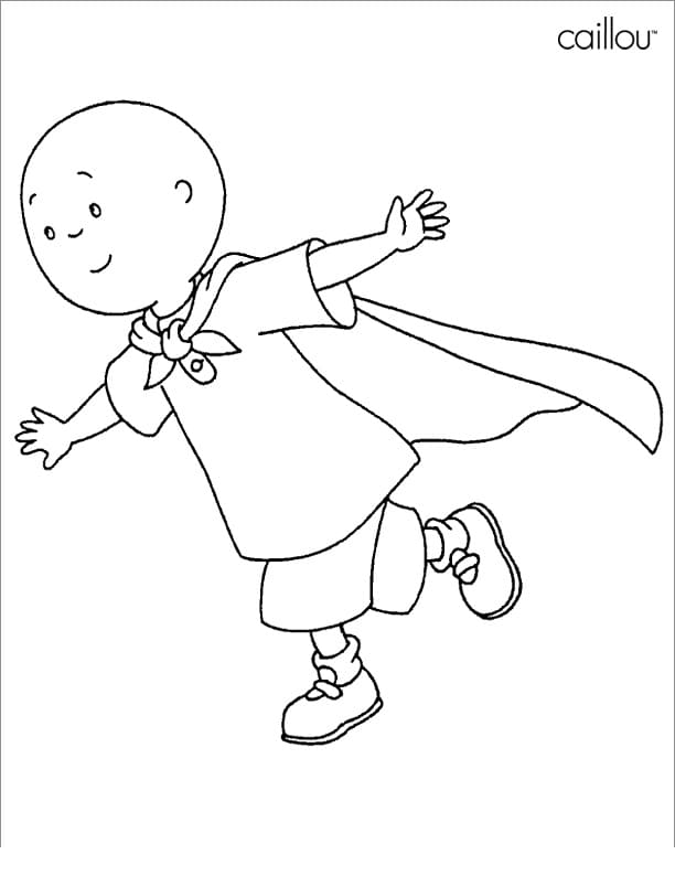 Desenho de Caillou Super Herói para Colorir Grátis e Pintar