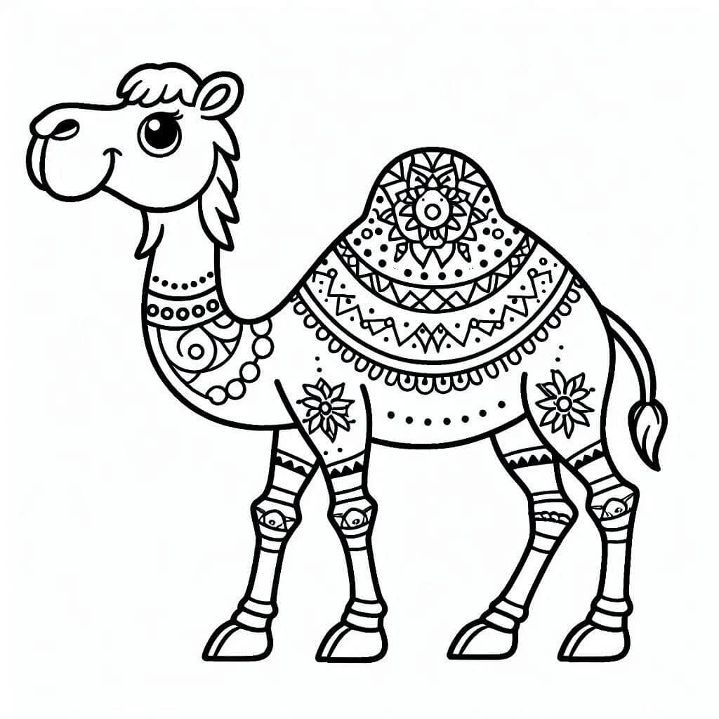 Desenho de Camelo Adorável para Colorir e Pintar