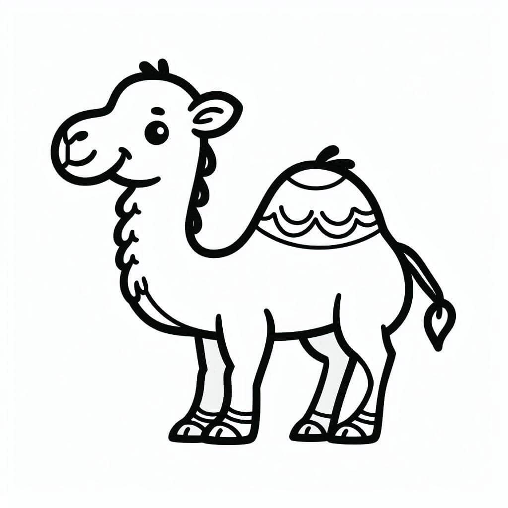 Desenho de Camelo Alegre para Colorir e Pintar