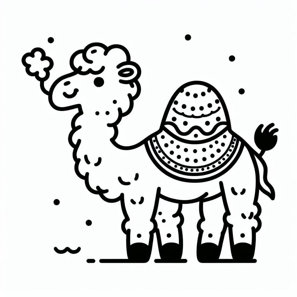 Desenho de Camelo Feliz para Colorir e Pintar