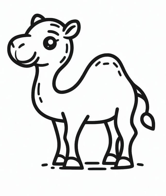 Desenho de Camelo Fofo para Colorir e Pintar