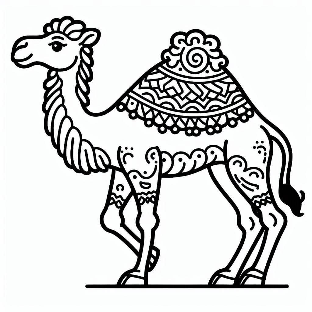 Desenho de Camelo Muito Fofo para Colorir e Pintar