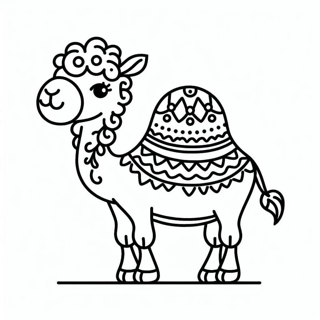 Desenho de Camelo Muito Lindo para Colorir e Pintar