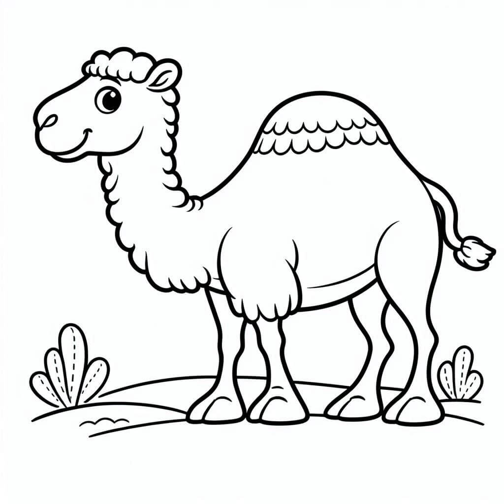 Desenho de Camelo Sorridente para Colorir e Pintar