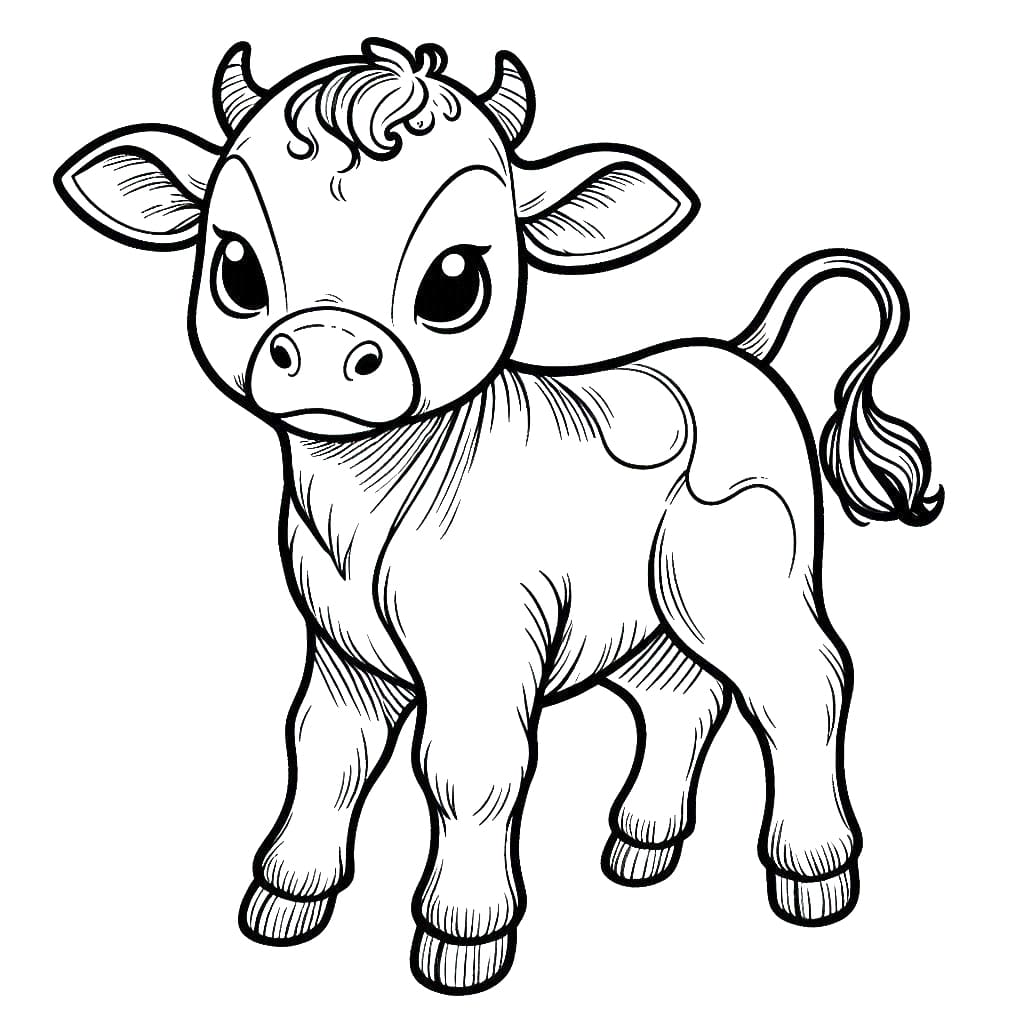 Desenho de Imagem de Bezerro para Colorir e Pintar