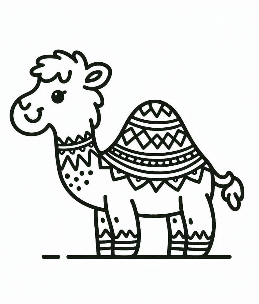 Desenho de um Camelo Alegre para Colorir e Pintar
