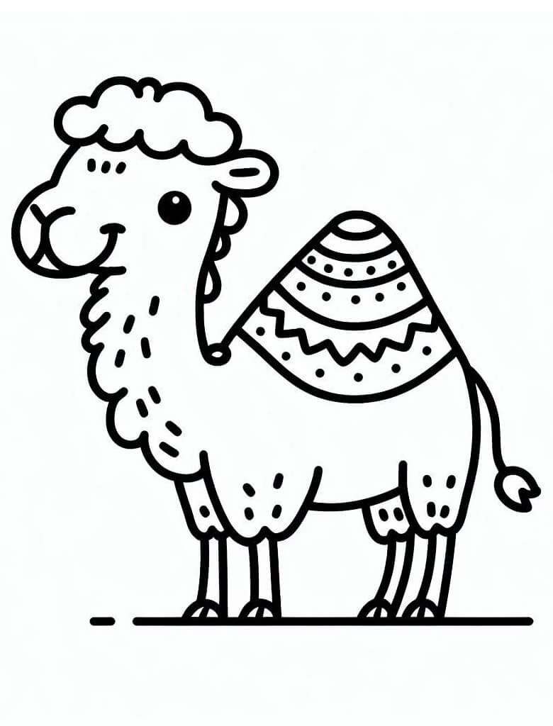 Desenho de um Camelo Fofo para Colorir e Pintar