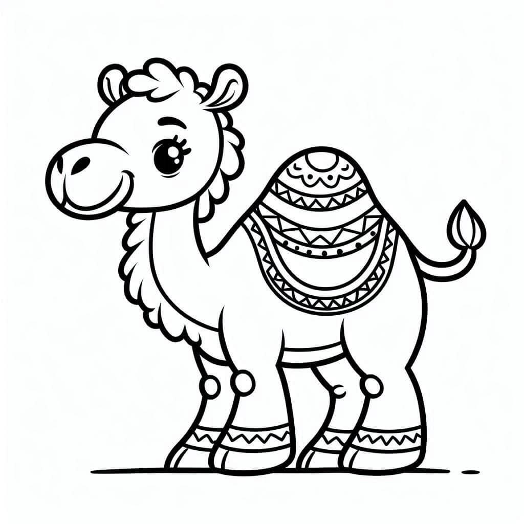 Desenho de um Camelo Sorridente para Colorir e Pintar