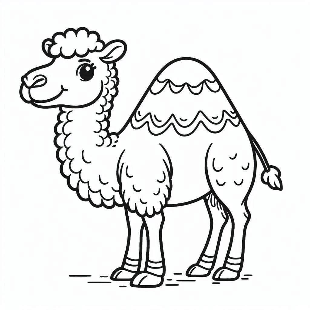 Desenho de um Camelo para Colorir e Pintar