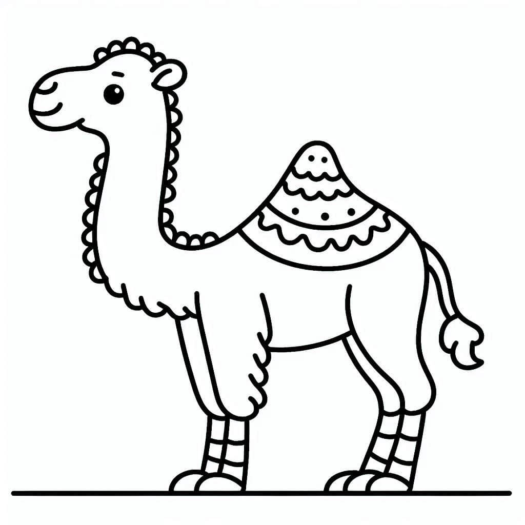 Desenho de um Lindo Camelo para Colorir e Pintar