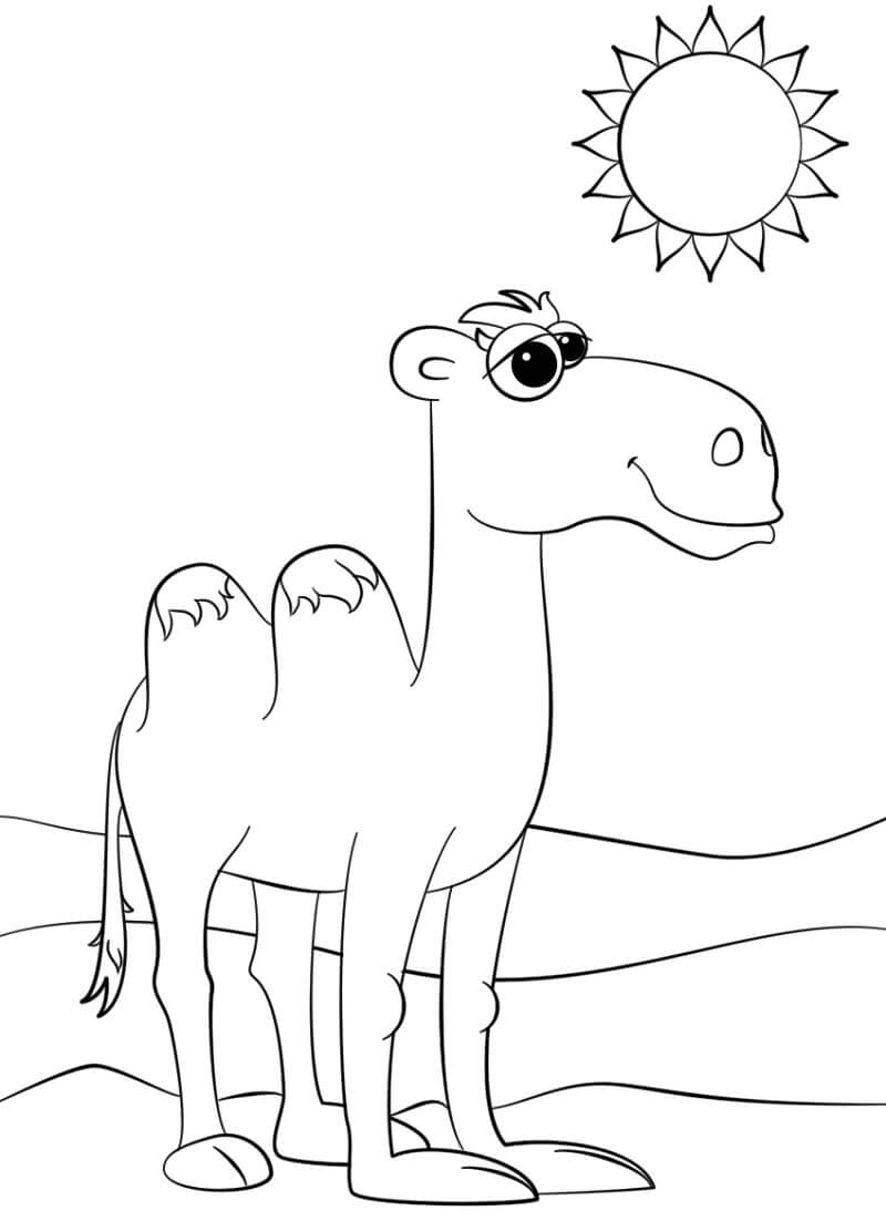 Desenho de Camelo Engraçado para Colorir e Imprimir Pdf Grátis e Pintar